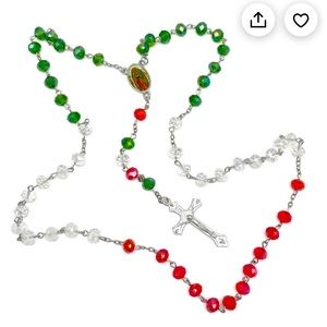 Rosary with Mexican flag colors